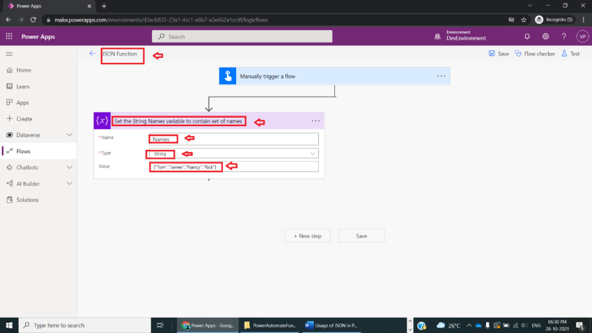 Usage of JSON Function in Power Automate